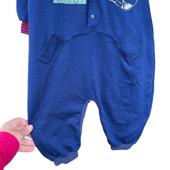 VTG Peanuts Snoopy Daisy Hill Puppies Romper Roughhouse Blue Red 18 Mo USA GUC - Picture 4 of 15